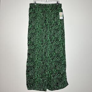 Michael Kors Women’s Spring Green Zebra High Slit Pull On Drawstring Pants Sz L